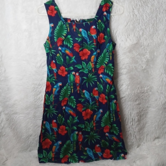 Vintage Hawaiian Dress Parrot Size 8 - Picture 2 of 4